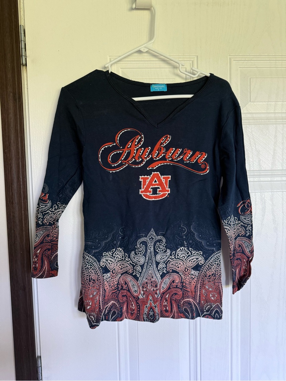 2 for $20 sale: P. Michael Auburn Tigers 3/4 sleeve t-shirt blue orange letters